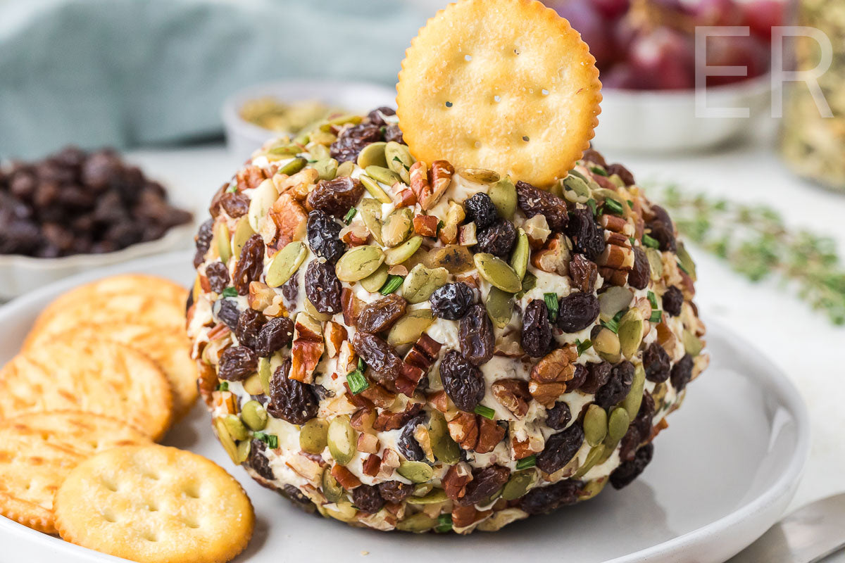 Easy Cheese Ball with Raisins & Pecans