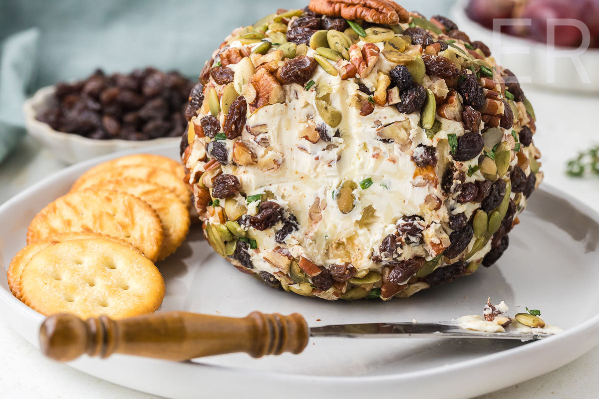 Easy Cheese Ball with Raisins & Pecans