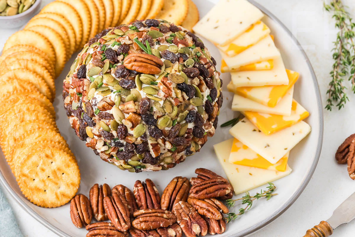 Easy Cheese Ball with Raisins & Pecans