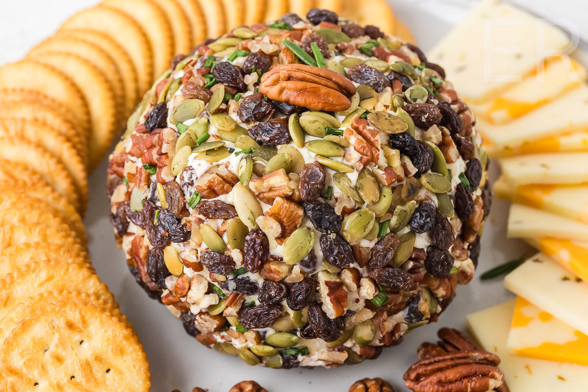 Easy Cheese Ball with Raisins & Pecans