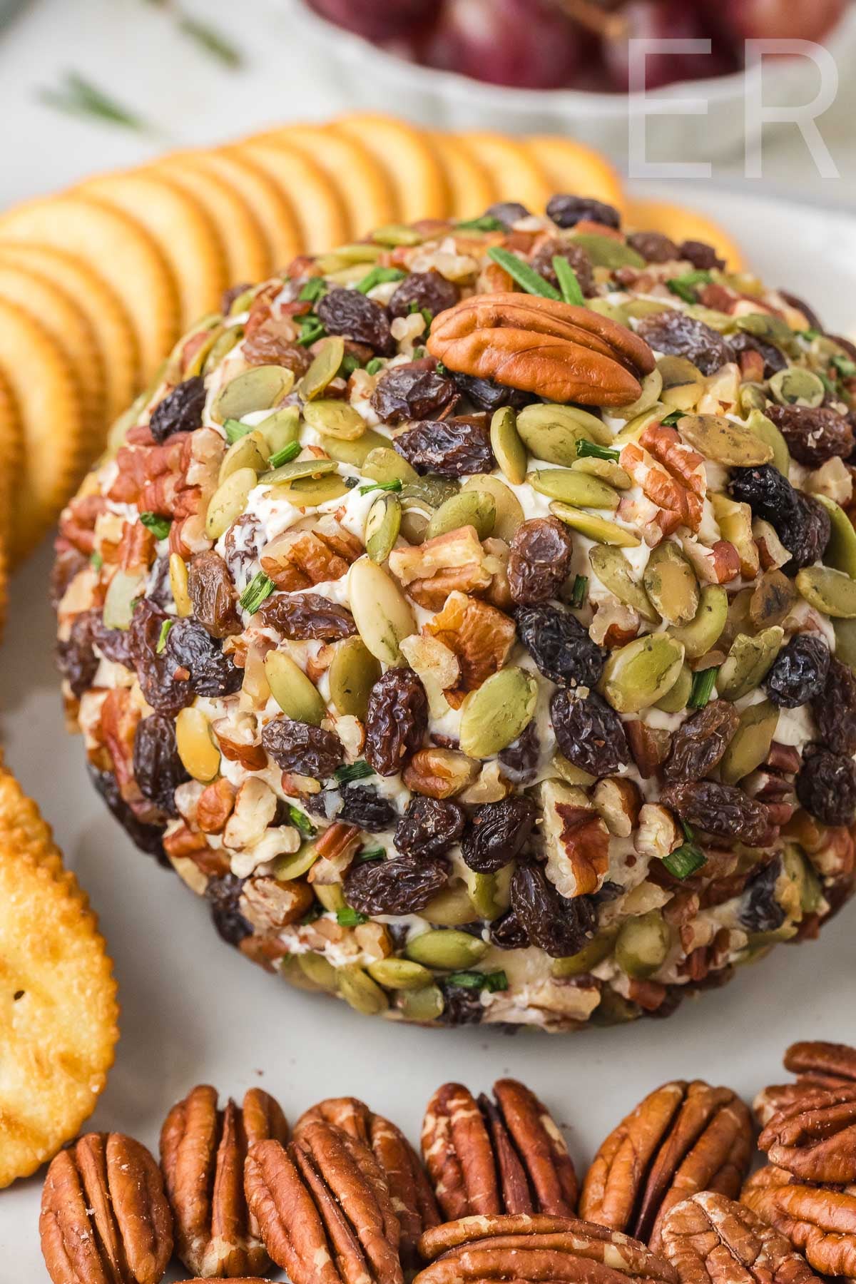 Easy Cheese Ball with Raisins & Pecans