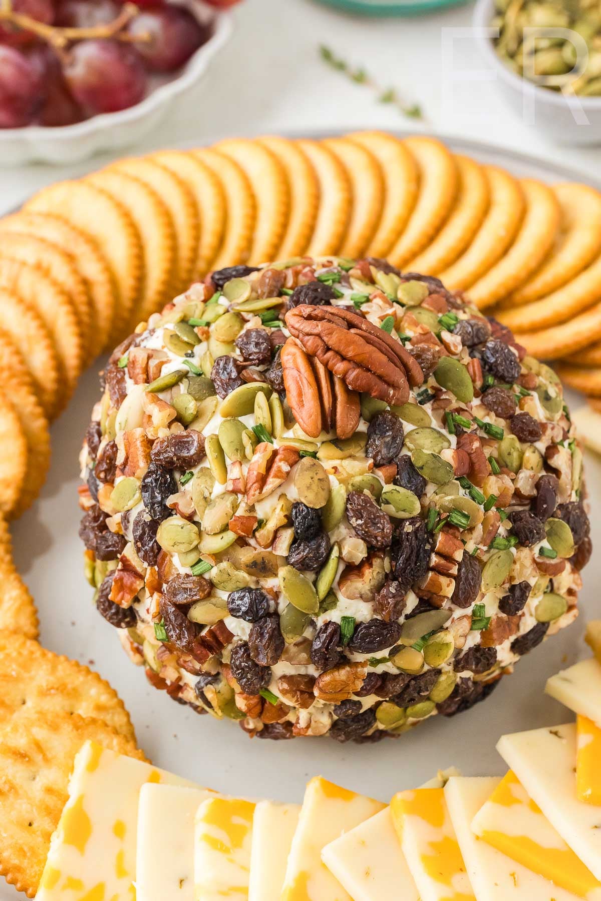 Easy Cheese Ball with Raisins & Pecans