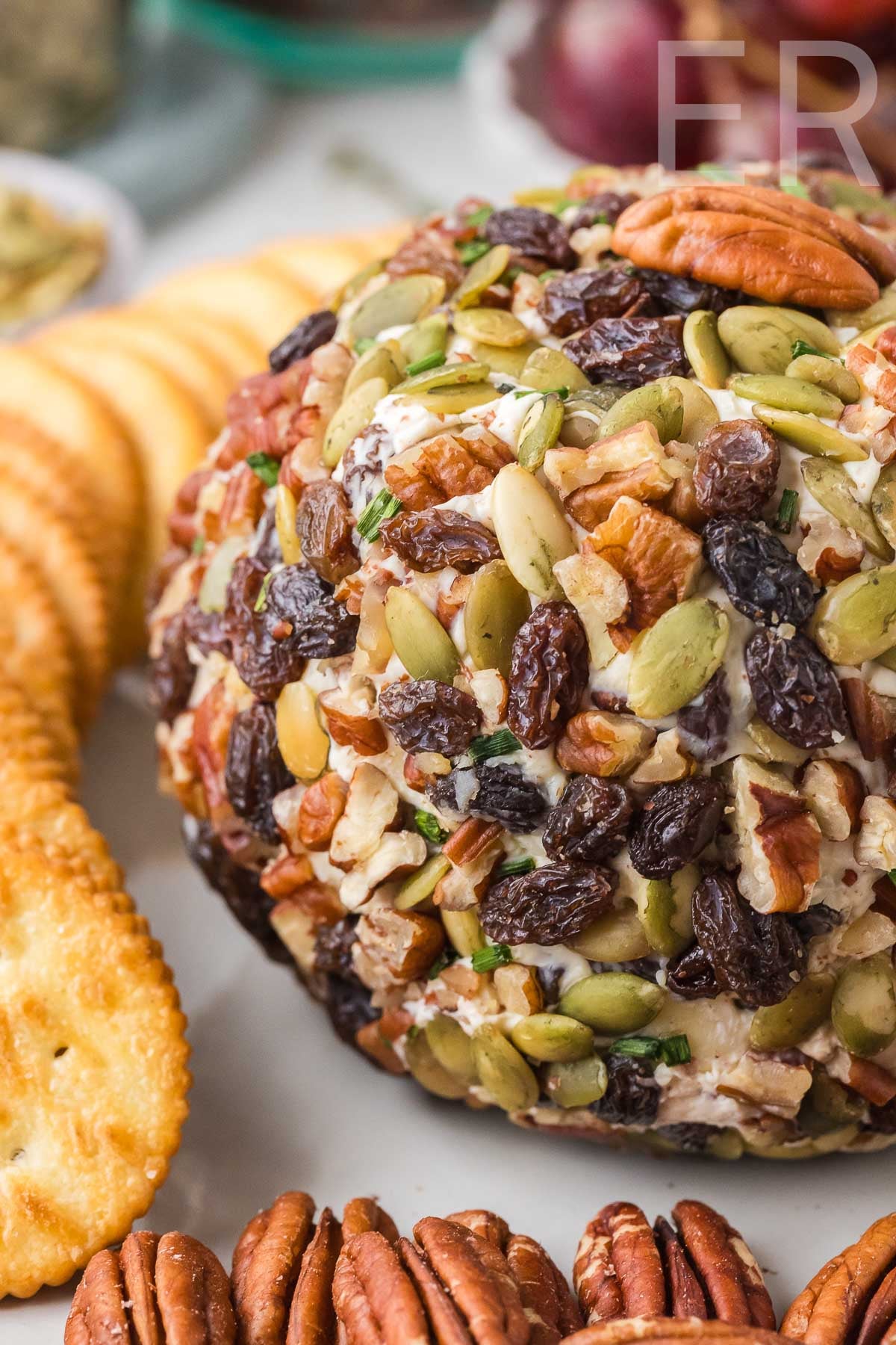 Easy Cheese Ball with Raisins & Pecans