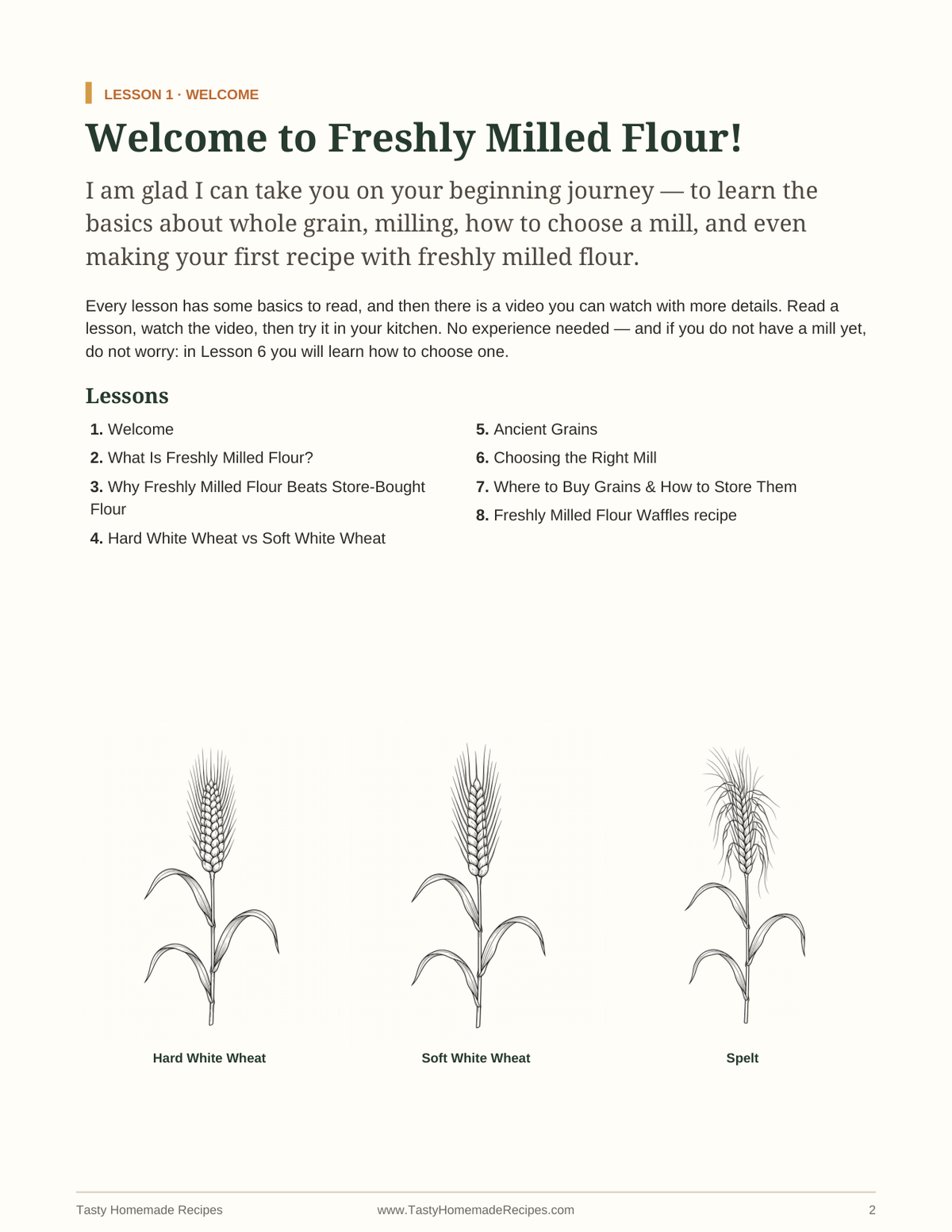 Freshly Milled Flour Basics mini-course — Welcome lesson page