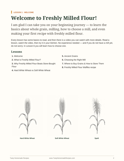 Freshly Milled Flour Basics mini-course — Welcome lesson page